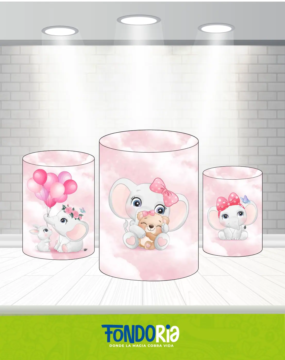 Forro Cilindro Elefante Bebé Rosa