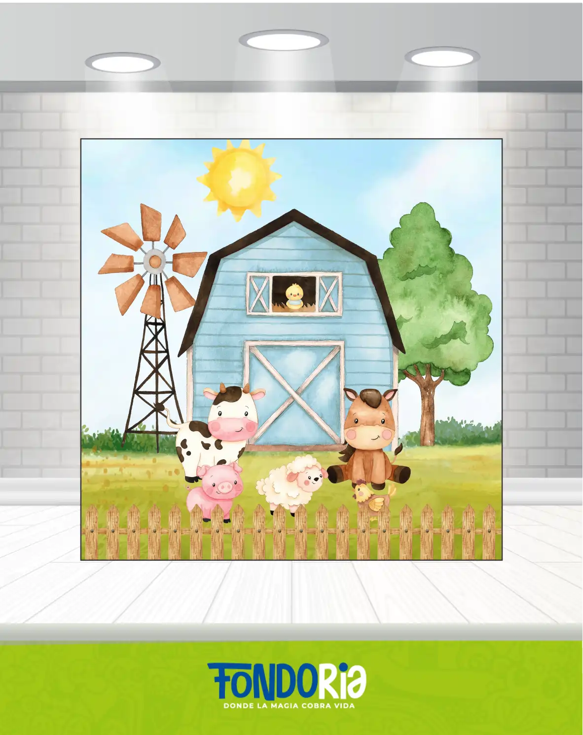 Fondo Cuadrado Granja Azul